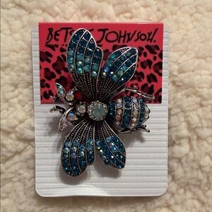 Betsey Johnson Teal and Silver Butterfly Brooch